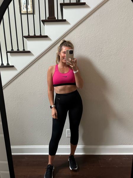 Shop my Nike workout fit! These are their brand new Nike Go leggings! Perfect for those high intensity workouts such as running, HIIT, cycling, squatting, etc. They fit TTS (I’m wearing size small). 

The perfect amount of compression to hold you in with a thick waistband that won’t ride down. 

#LTKstyletip #LTKfit #LTKunder100