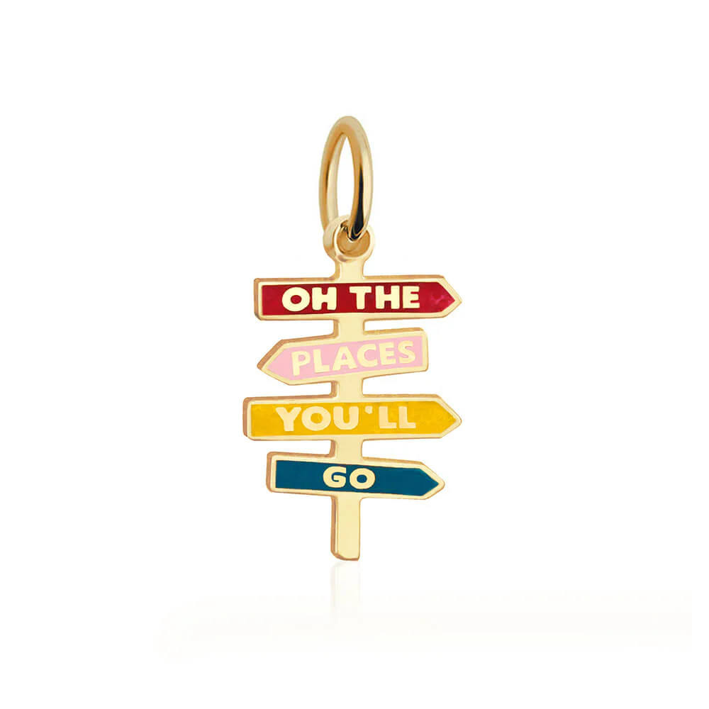 "Oh the Places You’ll Go" Charm Enamel Solid Gold | Jet Set Candy (US)