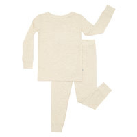 Heather Oatmeal Ribbed Two-Piece Bamboo Viscose Pajama Set | Little Sleepies