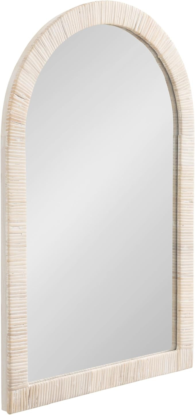 Kate and Laurel Rahfy Boho Arched Rattan Mirror; 20 x 30; White; Decorative Arch Wall Mirror with... | Amazon (US)