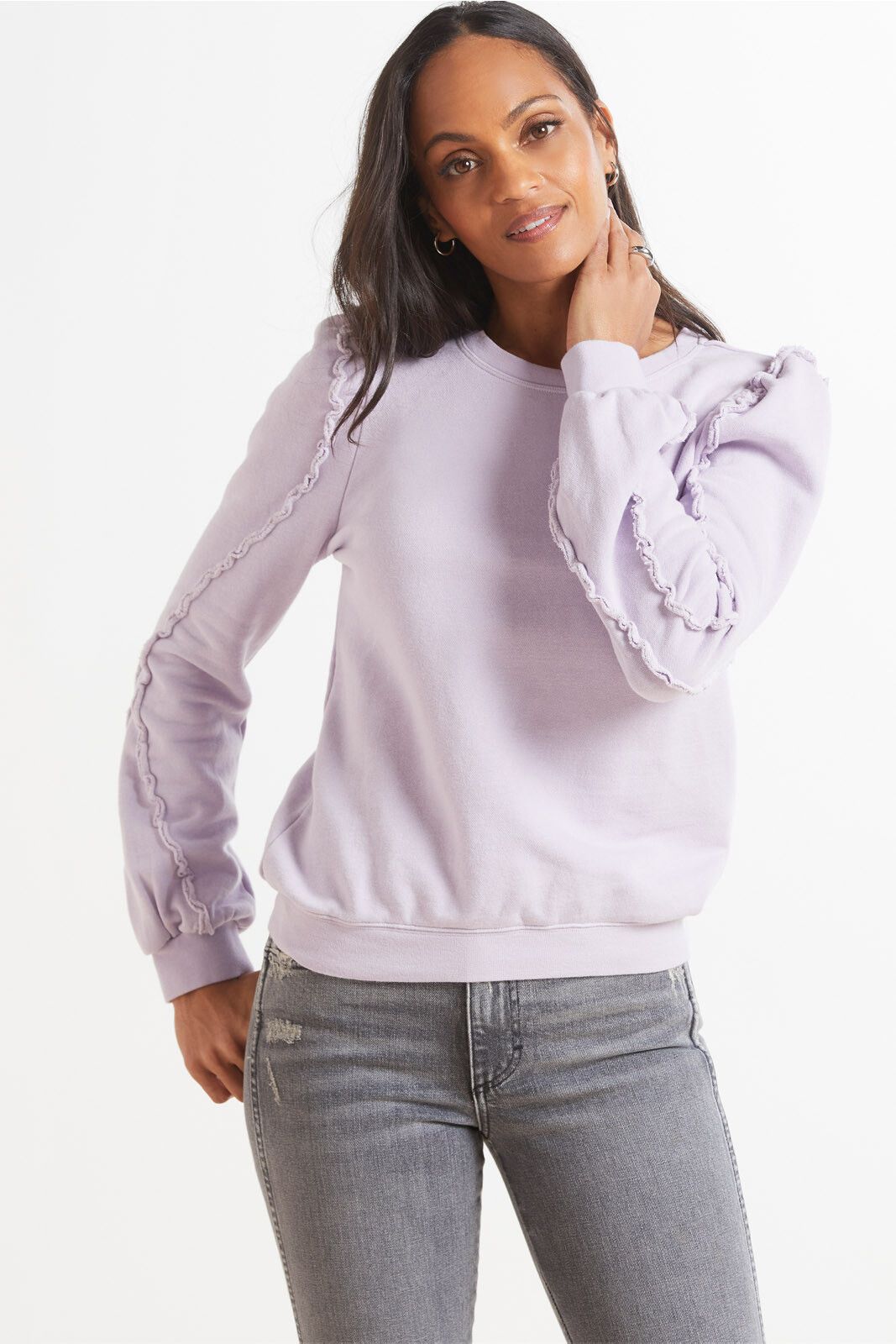 EVEREVE Lucy Ruffle Sleeve Sweatshirt | EVEREVE | Evereve