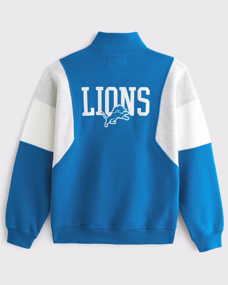 Abercrombie & Fitch Men's Detroit Lions Graphic Half-Zip Sweatshirt in Blue - Size XL | Abercrombie & Fitch (US)