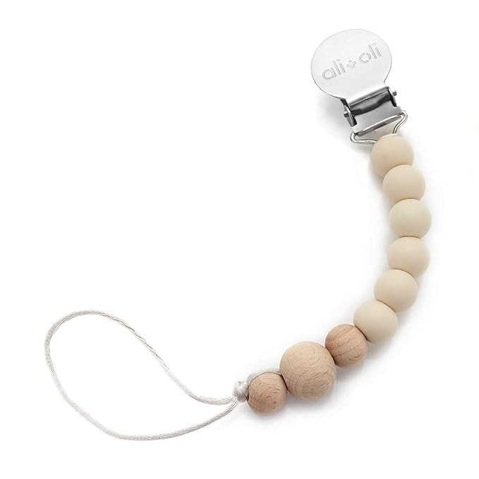 Ali+Oli Silicone Pacifier Clip for Baby (Taupe Wood) 100% Food-Grade BPA Free Newborn Pacifier Ho... | Amazon (US)