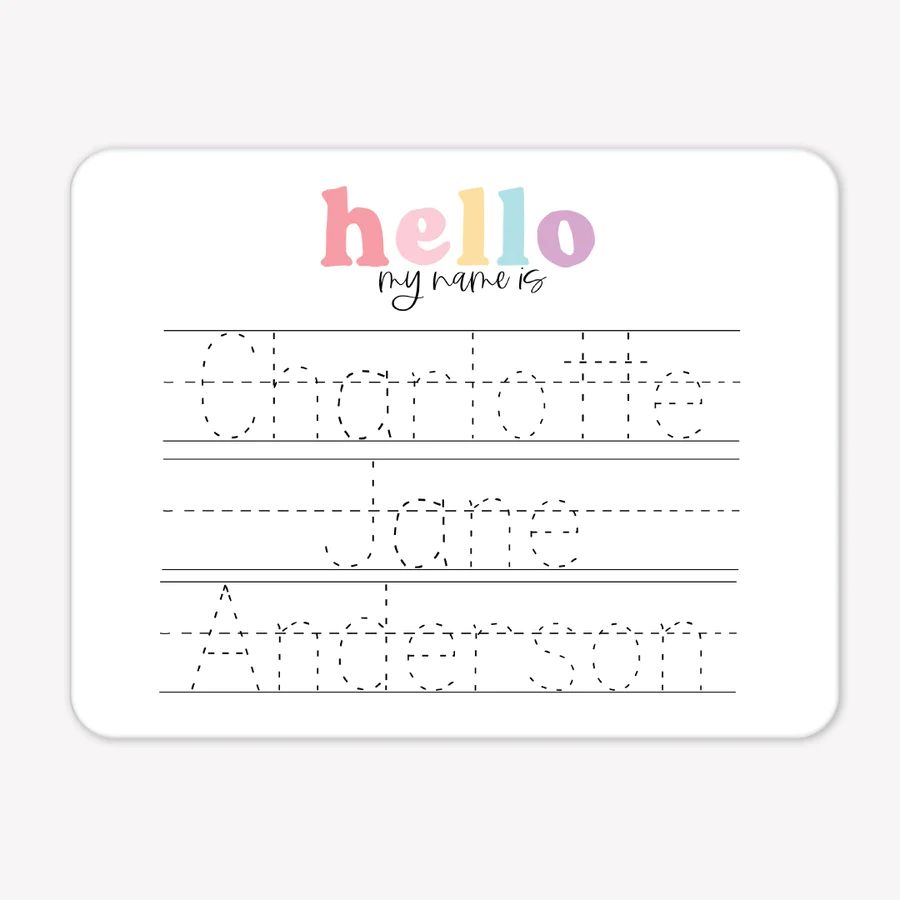 Kids Personalized Whiteboard | Hello My Name Is - Pink | Caden Lane