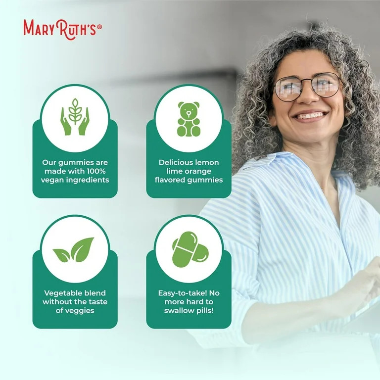 MaryRuth's Supergreens Gummies Veggie Supplement Lemon-Lime Orange Vegan, Sugar Free, Gluten Free... | Walmart (US)