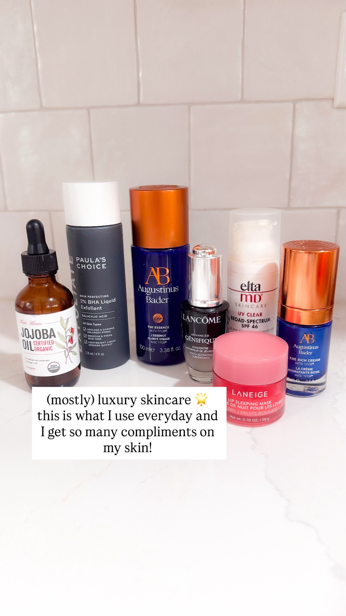 Favorite skincare! Moisturizer lip balm serum anti aging skincare jojoba oil toner sunscreen spf laneige lancome eltamd paulas choice augustinus bader 

#LTKFindsUnder100 #LTKSaleAlert #LTKBeauty