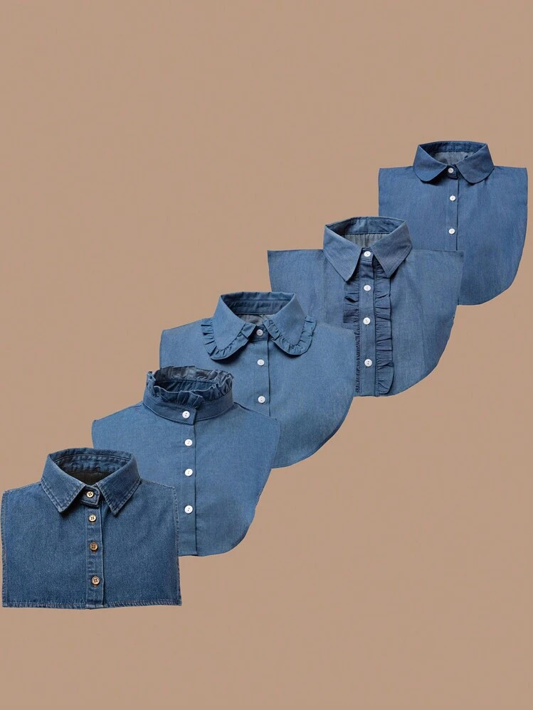 1st Dames Blauw Effen Kleur Casual Afneembare Kraag Denim Jas, Lente & Herfst | SHEIN