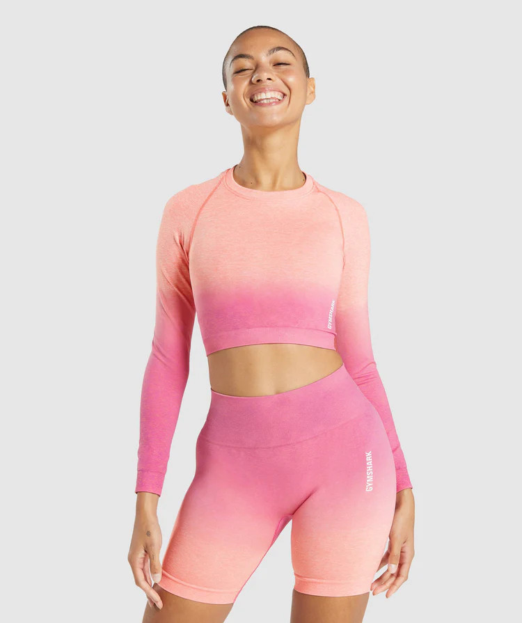 Adapt Ombre Seamless Long Sleeve Crop Top | Gymshark (Global)