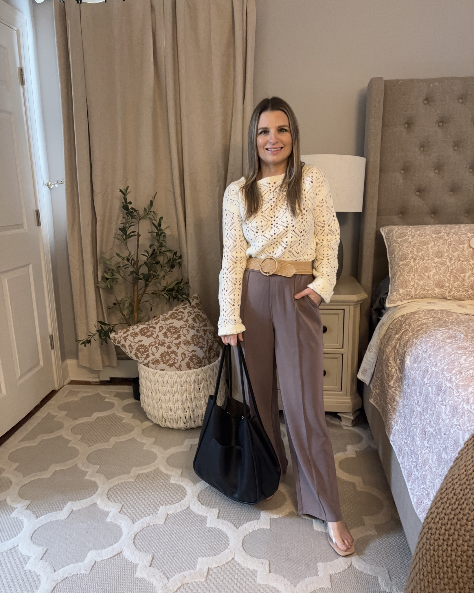 Workwear spring comfortable outfits 

Petite friendly pants
Soft crochet top 
Trendy designer inspired bag
Amazon coat! 

#LTKFindsUnder50 #LTKWorkwear #LTKPetite