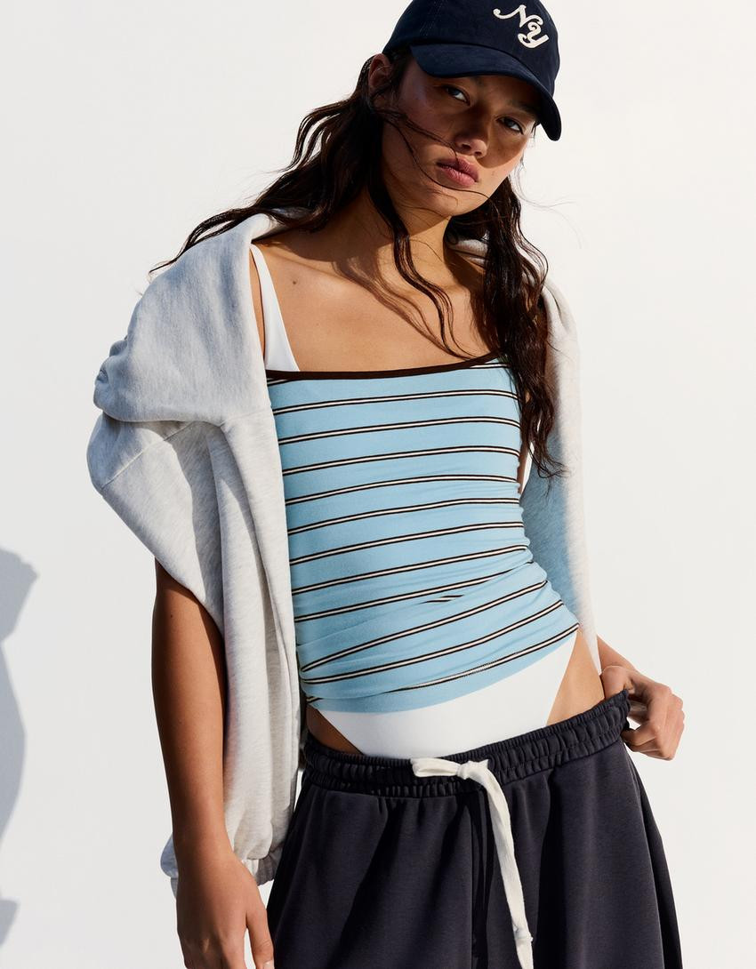 Contrast strappy top - Women | Bershka UK