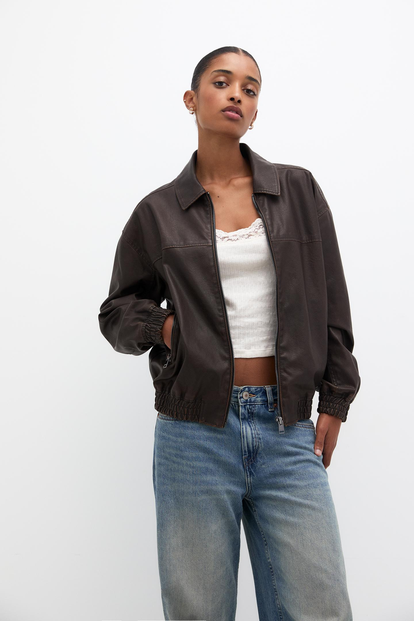 Oversize faux leather jacket | PULL and BEAR UK