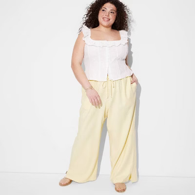 Women's Pull-On Linen Pants - Wild Fable™ Yellow XXL | Target