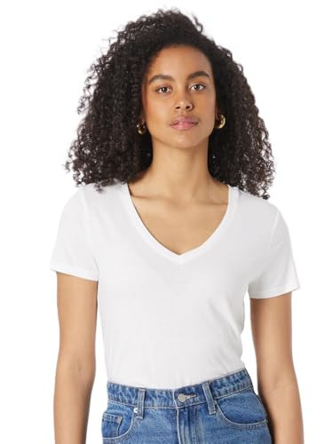 GAP Womens Favorite V-Neck Tee T-Shirt, White, Large Petite US | Amazon (US)