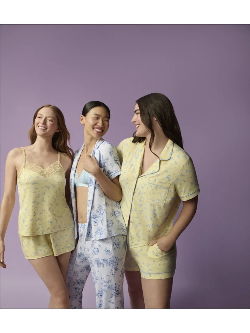 Joyspun Women's Dreamy Soft Collection Notch Collar Top and Shorts Pajama Set, 2-Piece, Sizes XS-... | Walmart (US)