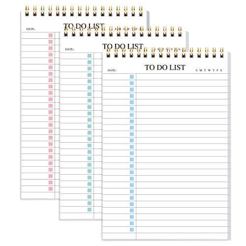 To Do List Notepad 3 Pack, Undated Daily Planner Notepad With To Do List Notebook Checklist Planner Spiral Waterproof Notepad for Office Supplies, School Planner, 52 Sheets/Pack, 5.5"*8.3" A5 Size | Amazon (US)