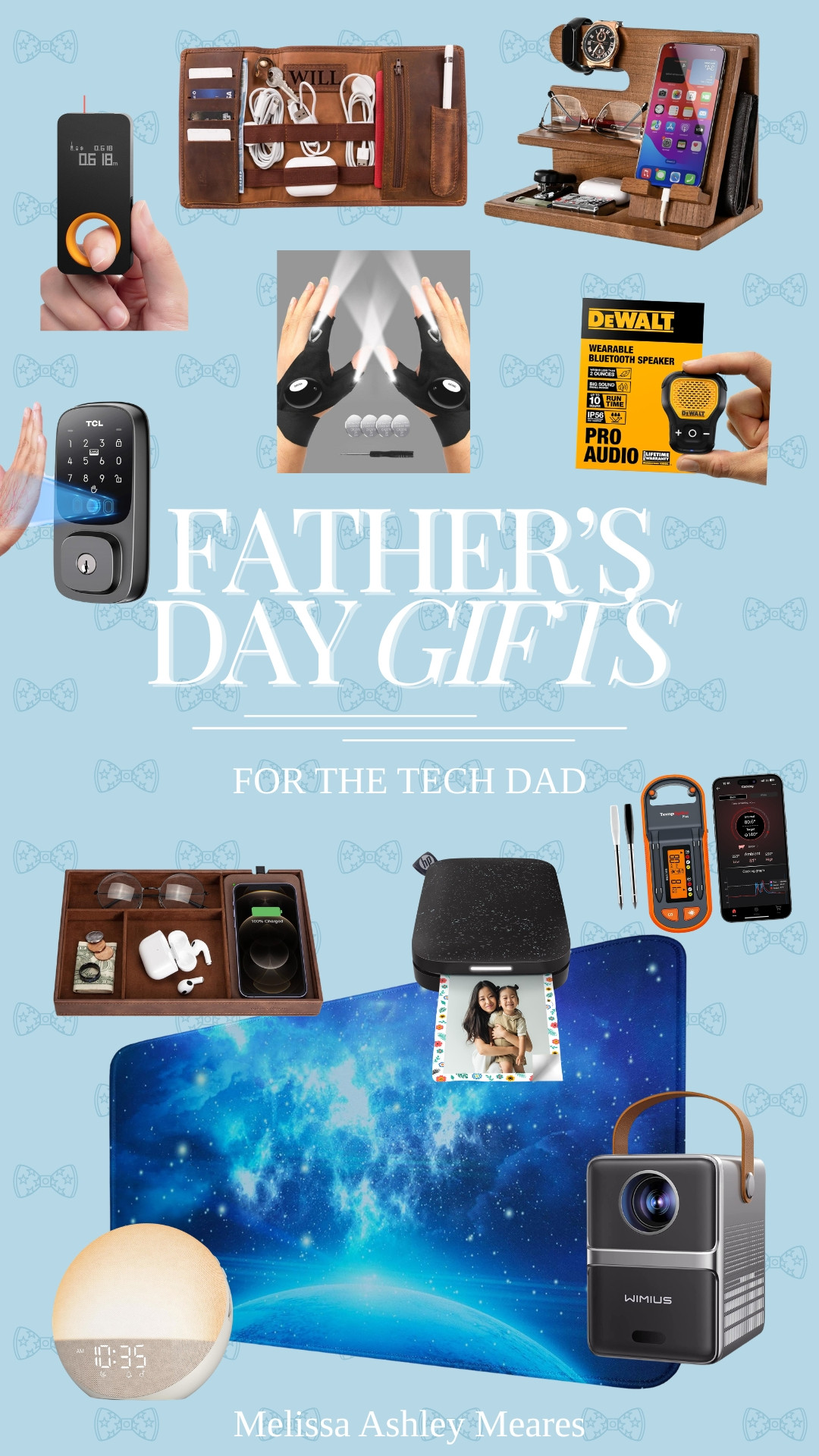 Father's Day Gift IdeasFor the Techie Dad 👀

This is for the dads who always have the latest gadget… or have a wishlist full of them 😂

I rounded up some fun tech finds that are actually useful, fun to use, and perfect for Father’s Day gifting 🙌

Because shopping for dads is hard enough already 👀

valet tray, kindle case, led flashlight gloves, wearable bluetooth speaker, wood phone docking station, laser measuring tool, leather tech travel organizer,  wi-fi range extender, HP portable photo printer, sunrise alarm clock, white noise machine, ThermaPro TempSpike Plus wireless meat thermometer, pro palm vein smart lock keyless entry door lock, large gaming mouse pad, portable movie projector, outdoor projector wi-fi and bluetooth 

 #LTKSeasonal #LTKSaleAlert #LTKMens