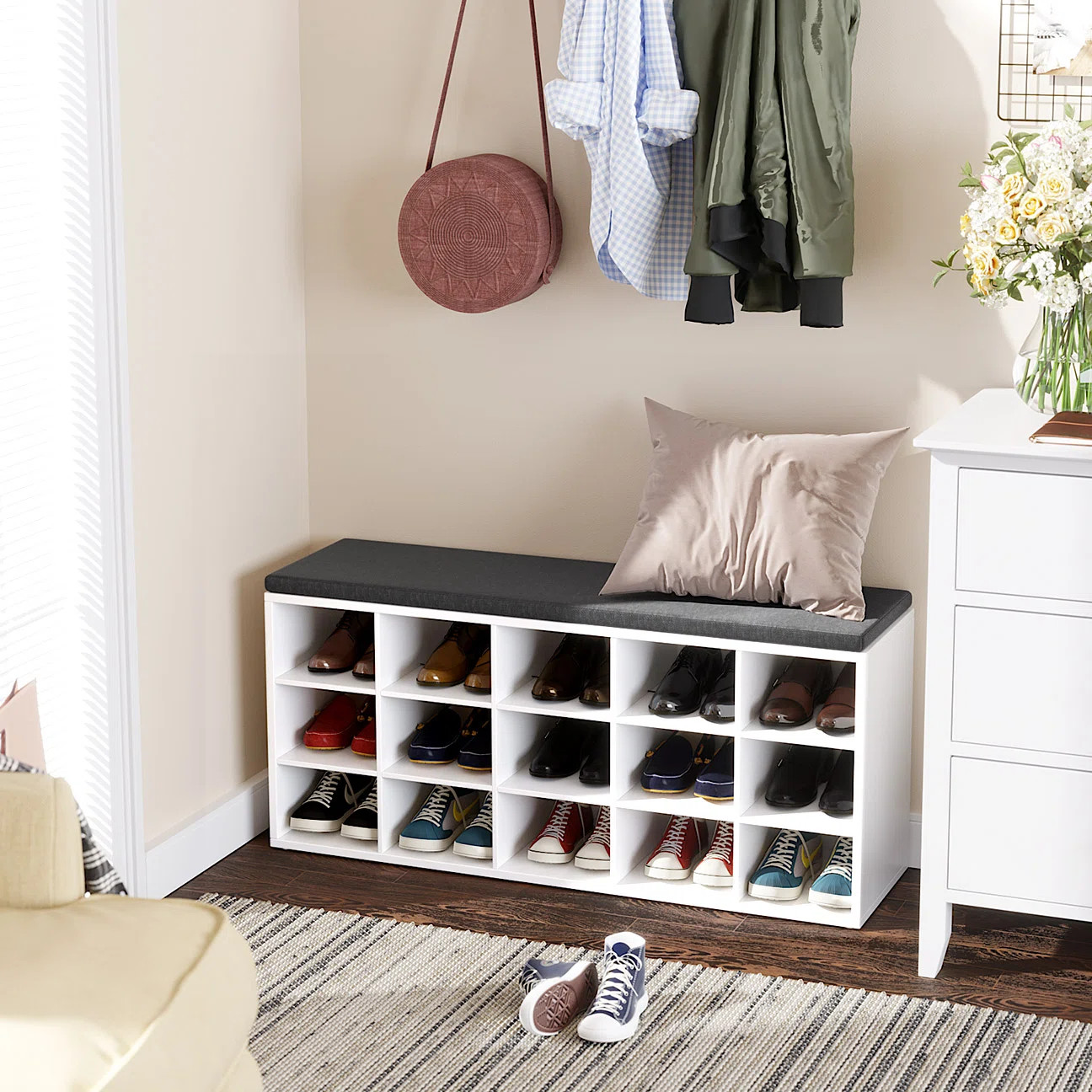 Loon Peak® Jurina 15 Pair Shoe Storage Bench & Reviews | Wayfair | Wayfair North America