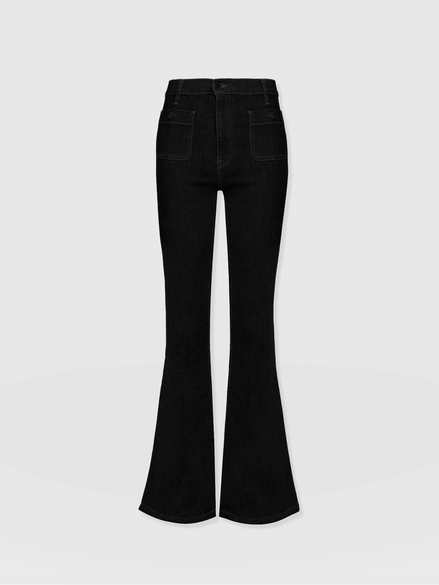 Bowie Stretch Flare Jeans - Jet Black | Saint + Sofia