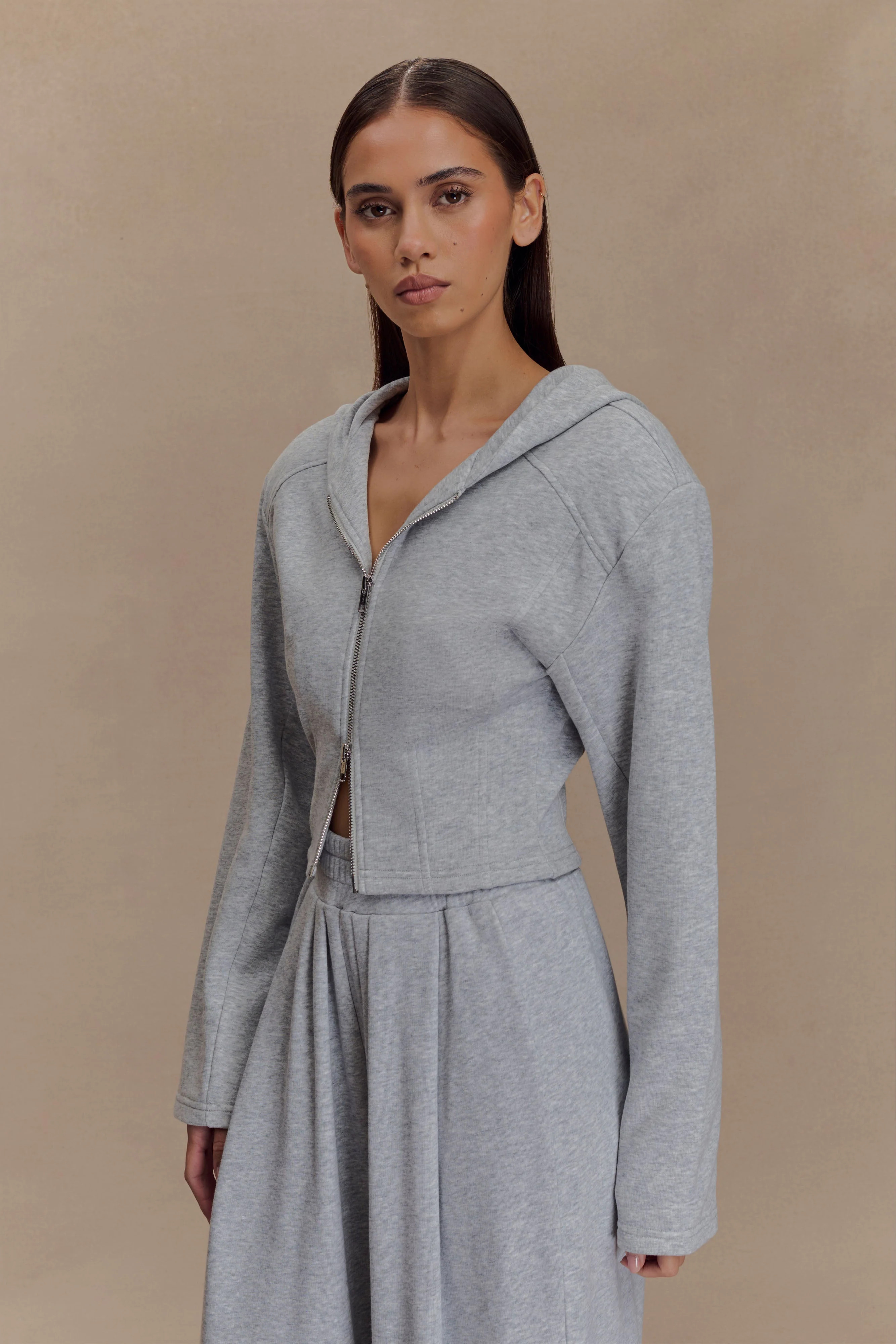 Zip Up Hoodie - Light Grey Marle | MESHKI US