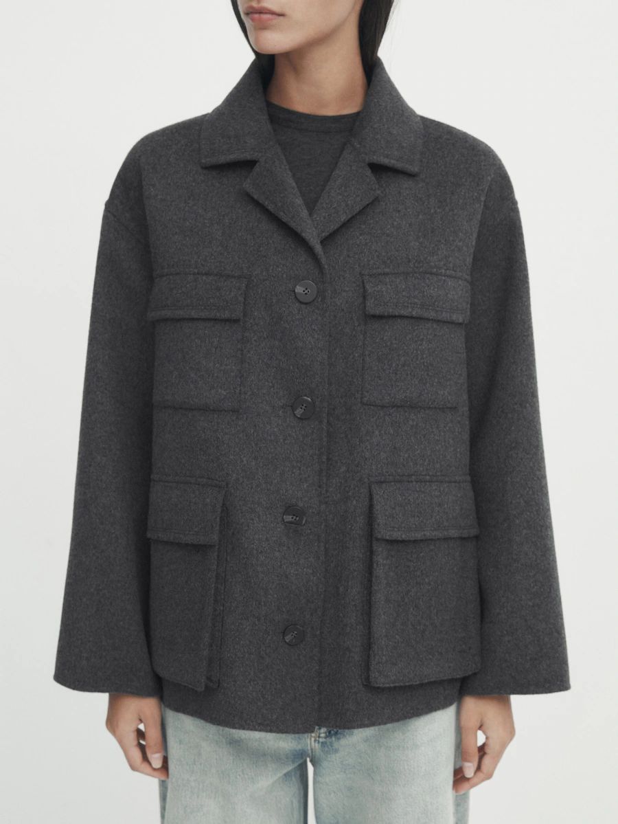 Short wool blend coat with pockets | Massimo Dutti UK