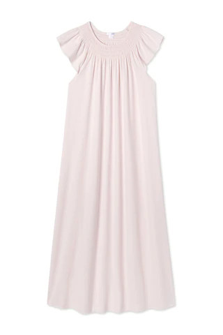 Pima Smocked Flutter Midi Nightgown in Delicacy | Lake Pajamas