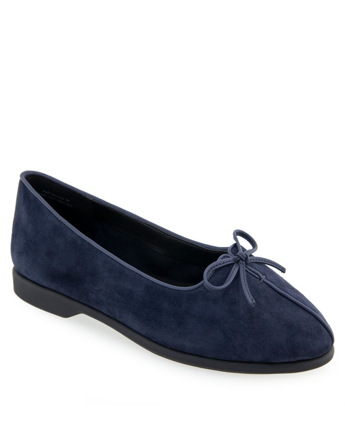 Aerosoles Women's Novia Tapered Toe Ballet Flats - Navy Suede | Macy's
