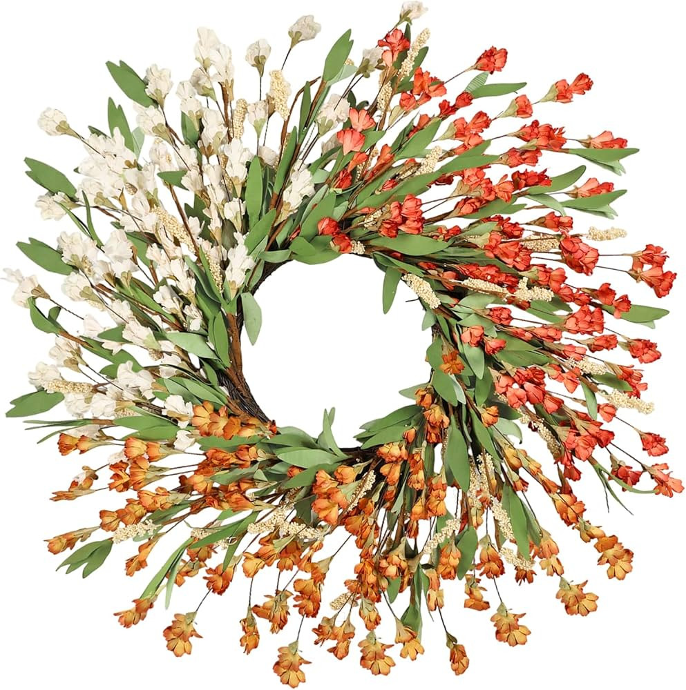24'' Spring Wreaths for Front Door Autumn Wreath,Spring Wreath Fall Decorations for Home Window W... | Amazon (US)