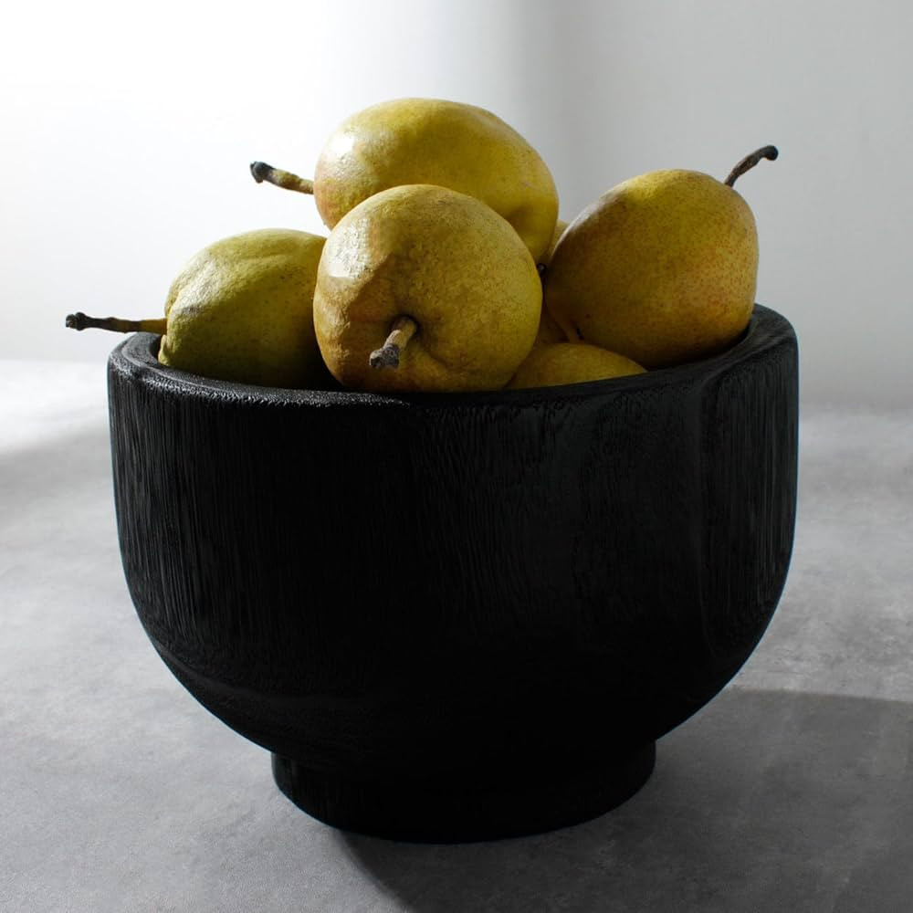 Black Wood Decorative Bowl, Wabi Sabi Textured Round Vintage Bowl, Home Decor for Centerpiece Tab... | Amazon (US)