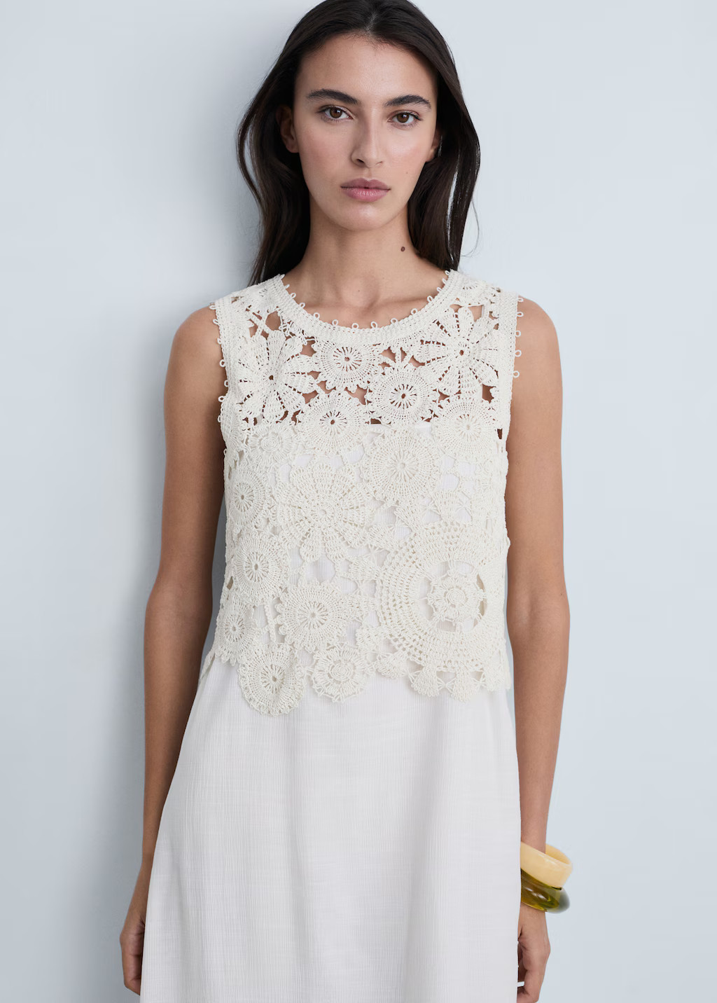 Crochet top midi-dress - Women | MANGO USA | Mango (US/MX/AU)