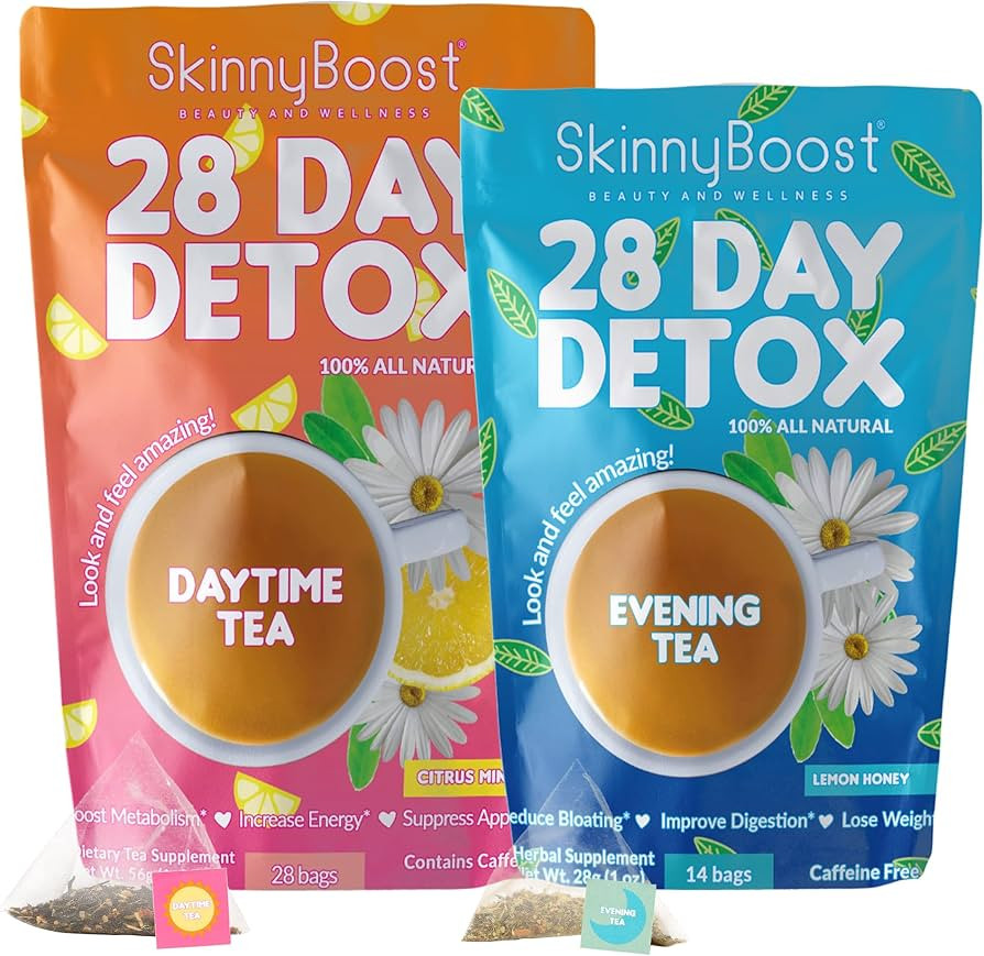 SkinnyBoost 28 Day Detox Tea Kit – Natural Cleansing & Bloating Support – 28 Daytime Tea Bags... | Amazon (US)