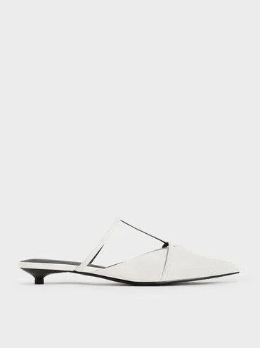 White Clara T-Bar Pointed-Toe Mules | CHARLES & KEITH UK | Charles & Keith UK