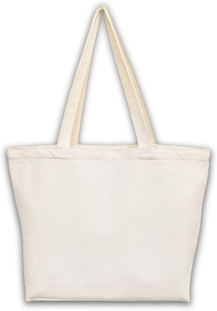 Canvas Tote Bag, Pockets, Zipper, Stylish Durable, Lightweight, Cotton Grocery Shopping Bag, Gift... | Amazon (US)