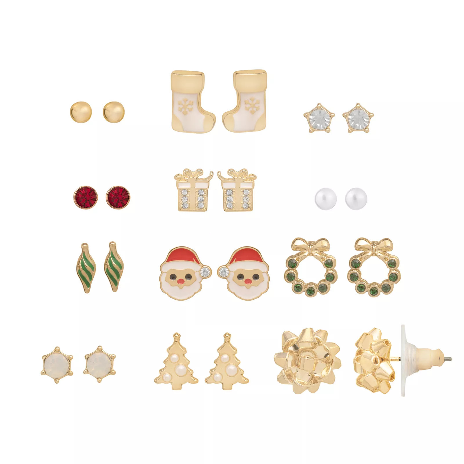 LC Lauren Conrad Gold Tone Christmas Fun 12-Pair Earring Set, Women's, Multi | Kohl's