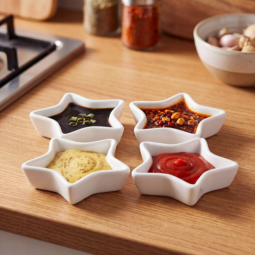 EIKS 4 Pack Ceramic Dipping Bowls Side Dishes for Serving ketchup Wasabi Condiments Appetizer Sna... | Amazon (US)