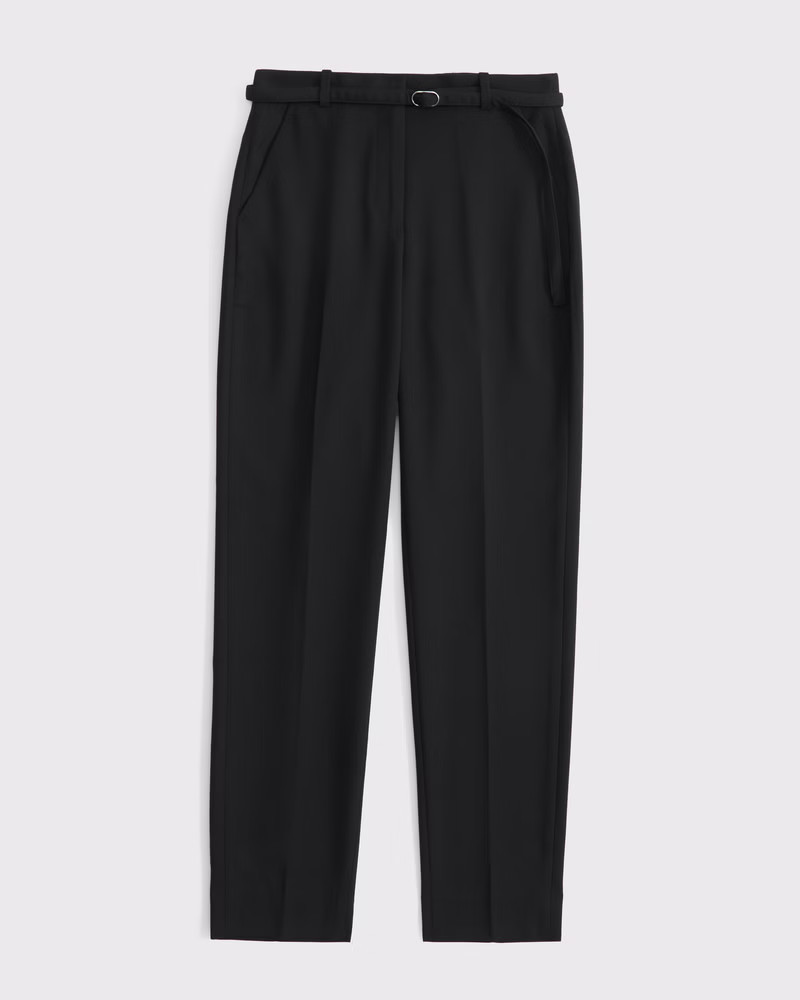 High Rise Belted Ankle Straight Pant | Abercrombie & Fitch (US)