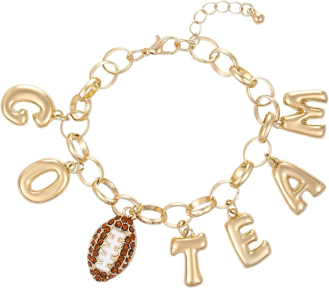 Football Bracelets for Women Sport Game Day Charm Bracelets | Amazon (US)