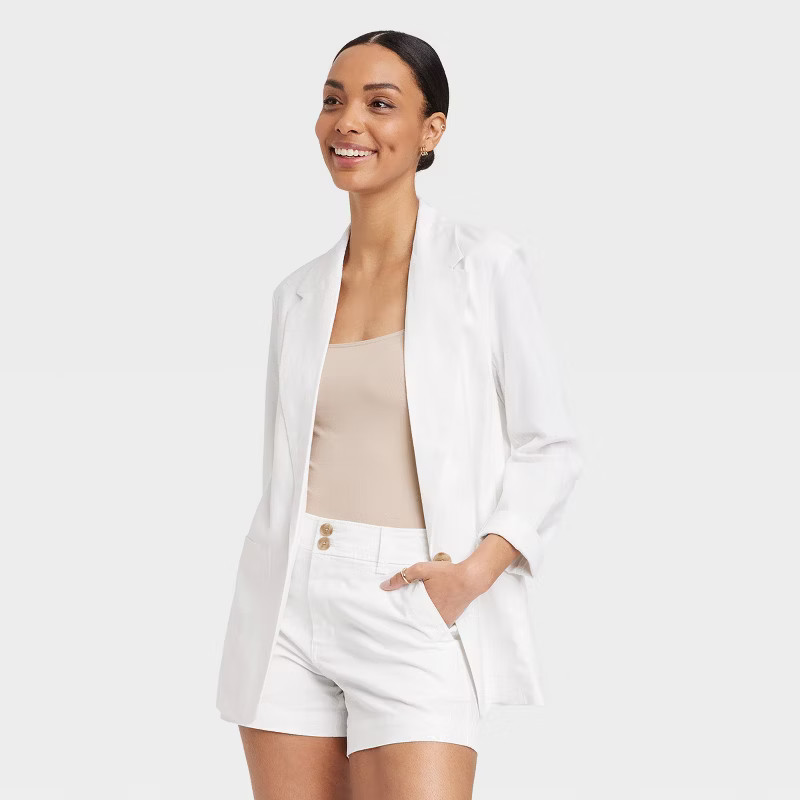 Women's Linen Relaxed Fit Spring Blazer - A New Day | Target
