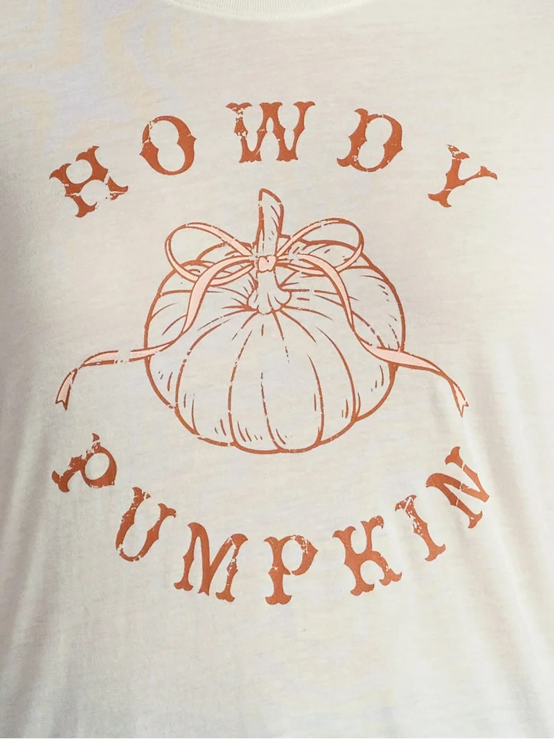 Positivitees Women's Howdy Pumpkin Graphic Seasonal Fall Tee, Sizes S-XXXL - Walmart.com | Walmart (US)