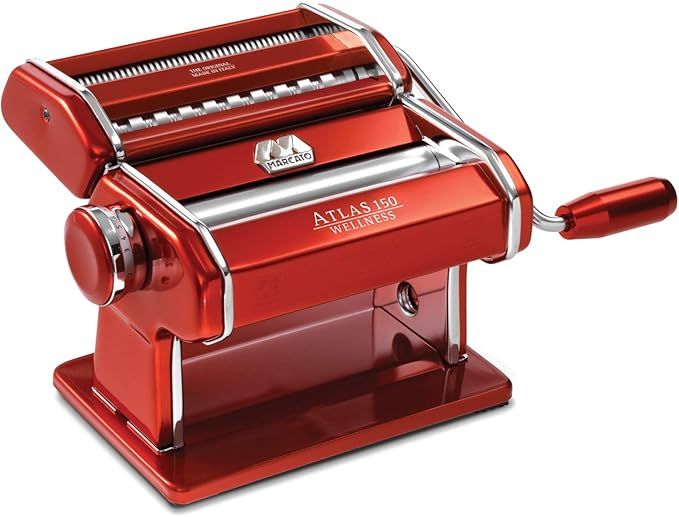 Marcato 8334 Atlas 150 Machine, Made in Italy, Red, Includes Pasta Cutter, Hand Crank, and Instru... | Amazon (US)