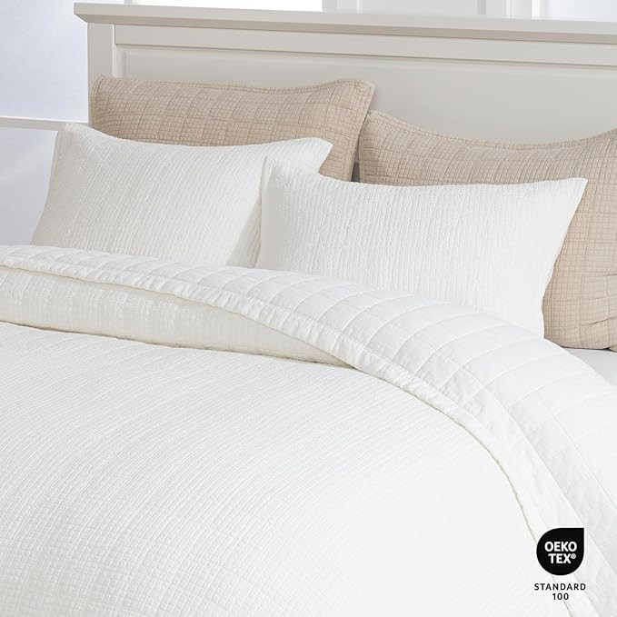 Cotton Quilt Set Queen Size, Ultra Soft Stonewashed Oversized Bedspread Coverlet Set, Lightweight... | Amazon (US)