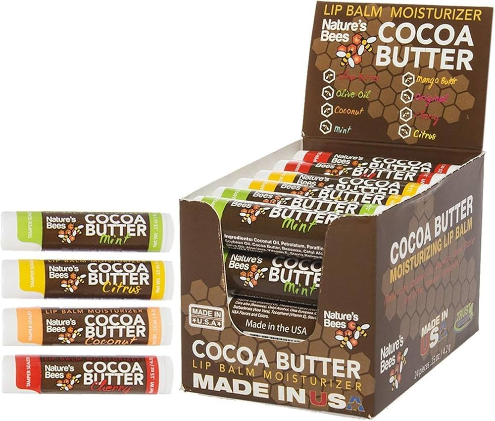 Nature's Bees Cocoa Butter Lip Balm, Lip Care for Dry Lips, Made with Coconut Oil, Beeswax, Vitam... | Amazon (US)