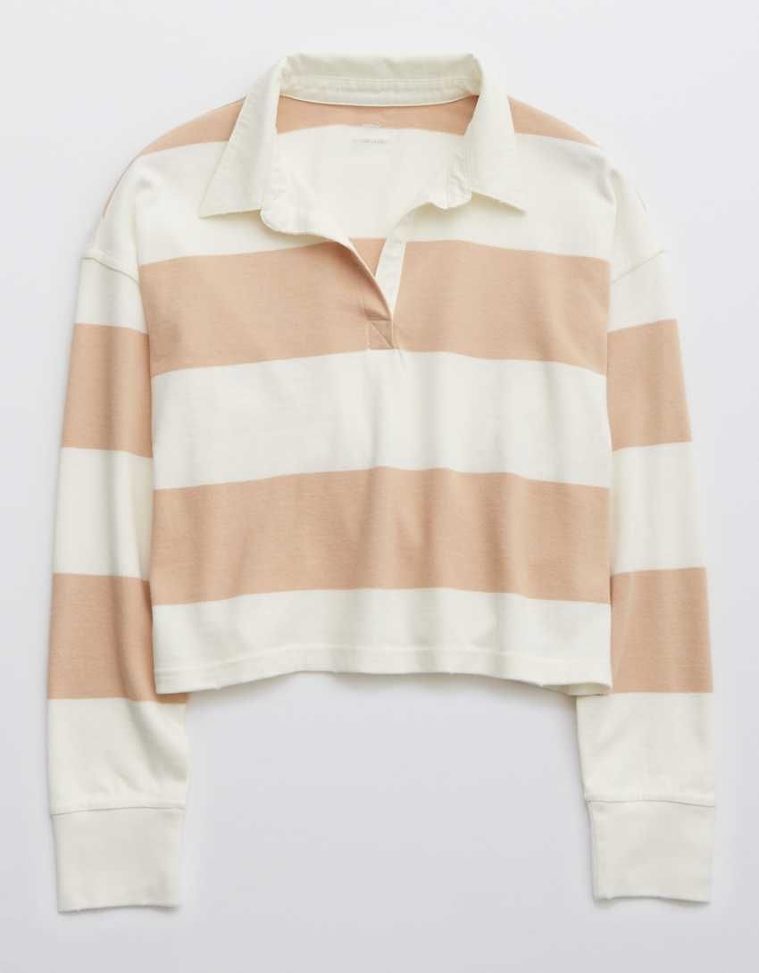 Aerie Long Sleeve Cropped Polo T-Shirt | American Eagle Outfitters (US & CA)