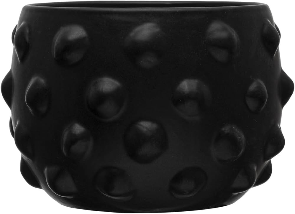 Creative Co-Op Terracotta Raised Dot Design, Black Planter | Amazon (US)