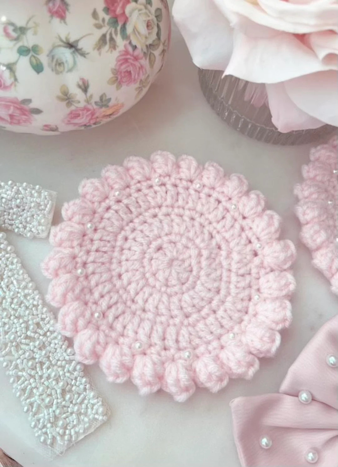 2 Pretty Pink Coasters - Etsy | Etsy (US)