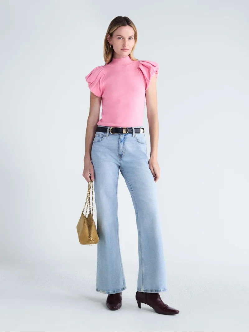 Scoop Women\u2019s and Women\u2019s Plus High Rise Creased Flare Jeans, 30'' Inseam, Sizes 0-28W | Walmart (US)