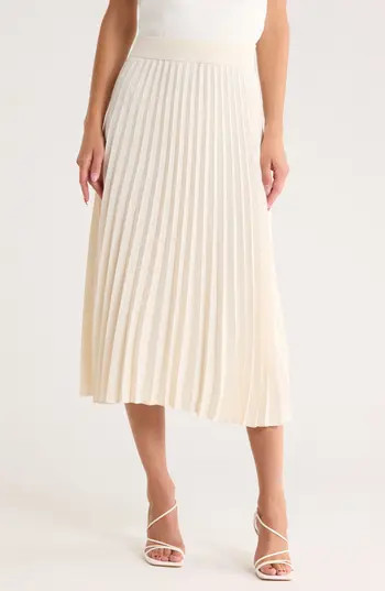 Nordstrom Pleated Midi Skirt in Ivory Pristine at Nordstrom Rack, Size X-Small | Nordstrom Rack