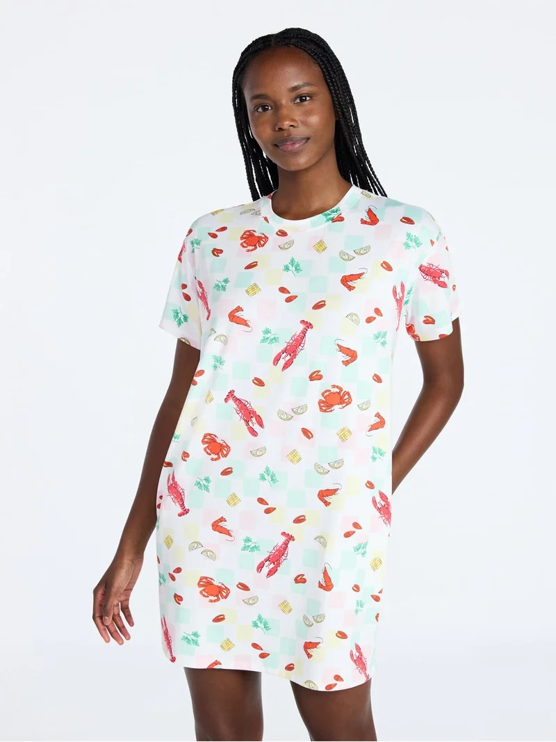 Joyspun Women's Dreamy Soft Collection Short Sleeve Sleepshirt, Sizes S/M-2X/3X | Walmart (US)