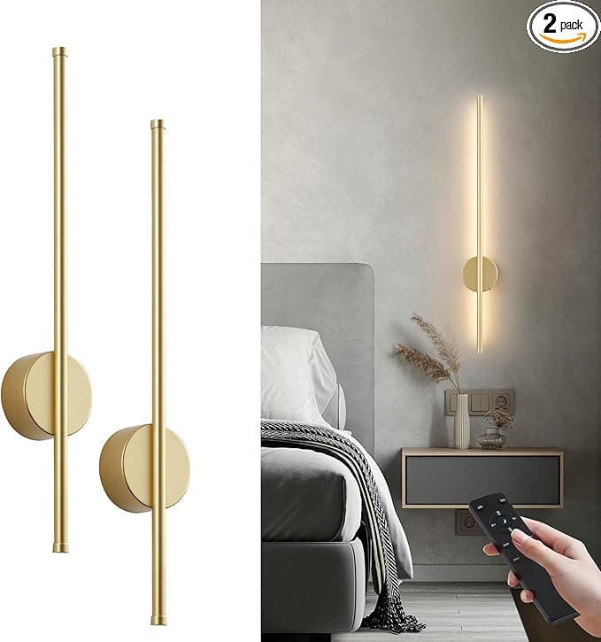 Battery Operated Modern Wall Sconces,Dimmable Wireless Wall Light Set of Two with Remote Control,... | Amazon (US)