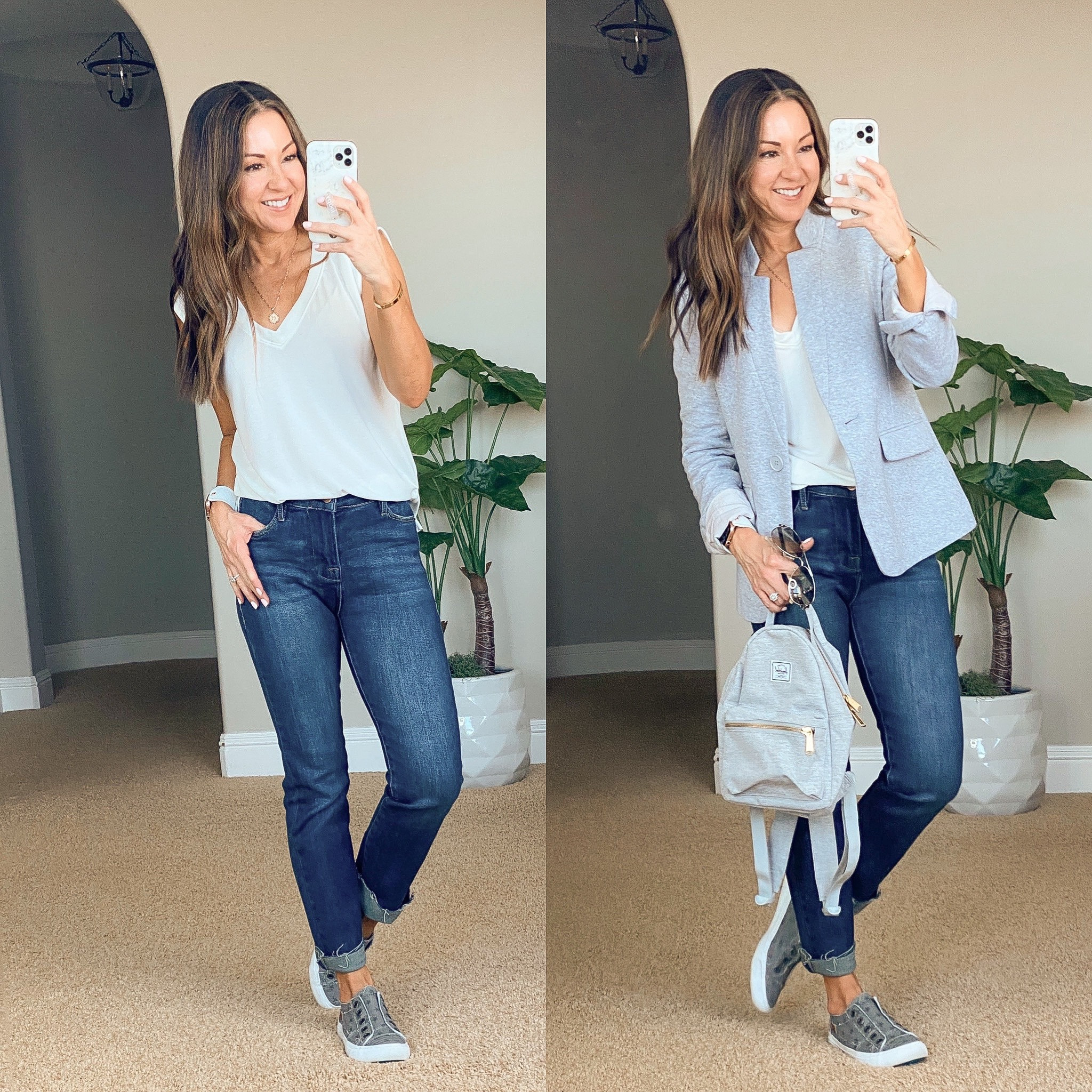 
💥HUGE Blazer Sale @gibsonlook
Use code HOLLY20 for save 20% off the Notch Collar, Double-Breasted, & Moto Blazers - 2 days only ends tomorrow! 
Save 10% on everything else and after the sale is over with code HOLLY10 
Casual Blazer Outfit from Gibsonlook - save 10% at Gibsonlook code HOLLY10 blazer, jeans & sneakers outfit | knit , lined, grey  blazer xs | sleeveless top xxs | Gigi jeans 24 (size down) has stretch | sneakers - go up a half size | Herschel mini backpack. 


#LTKstyletip #LTKsalealert #LTKunder100