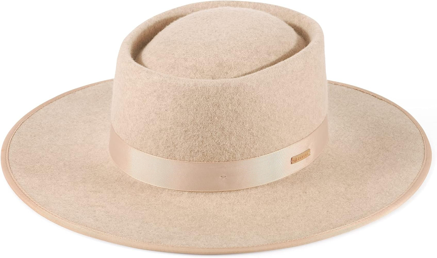 Fedora for Women Wool Felt Boater Hat Flat Top/Pork Pie Style Wide Brim Adjustable Vintage Classic | Amazon (US)
